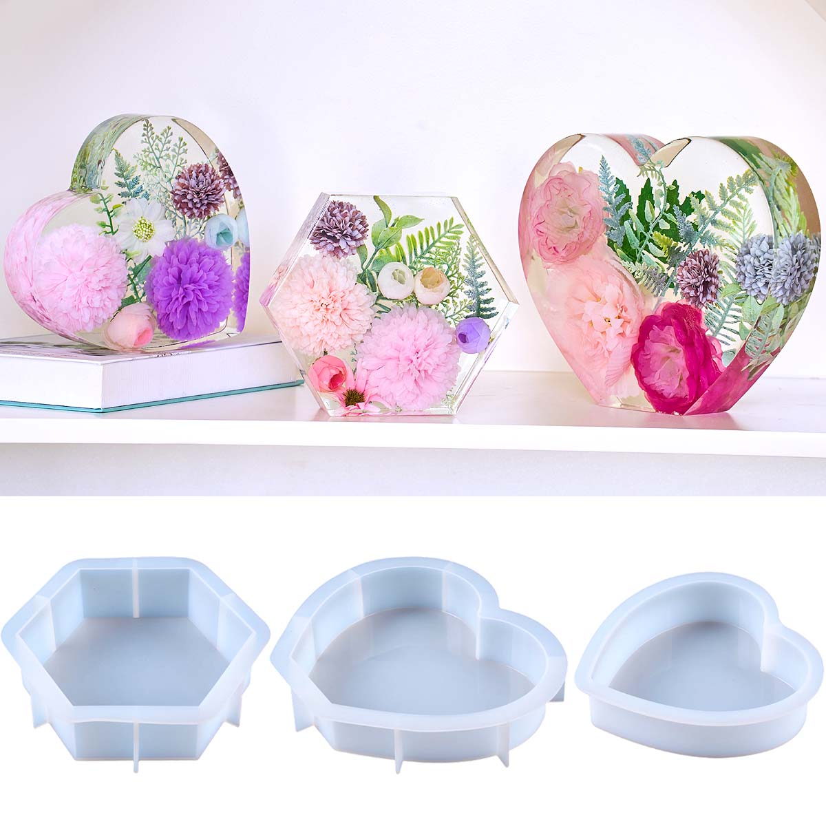 Resin Art Heart - قالب سيليكون كبير على شكل قلب