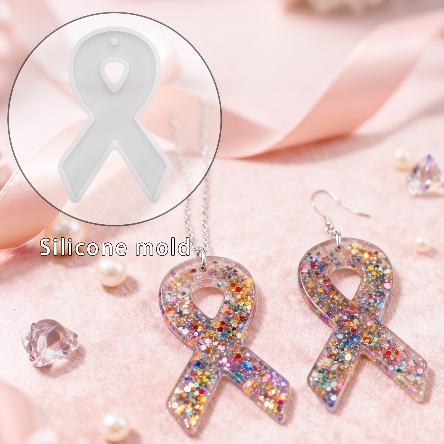 Resin Art Heart - قوالب سيليكون لصنع الأقراط على شكل