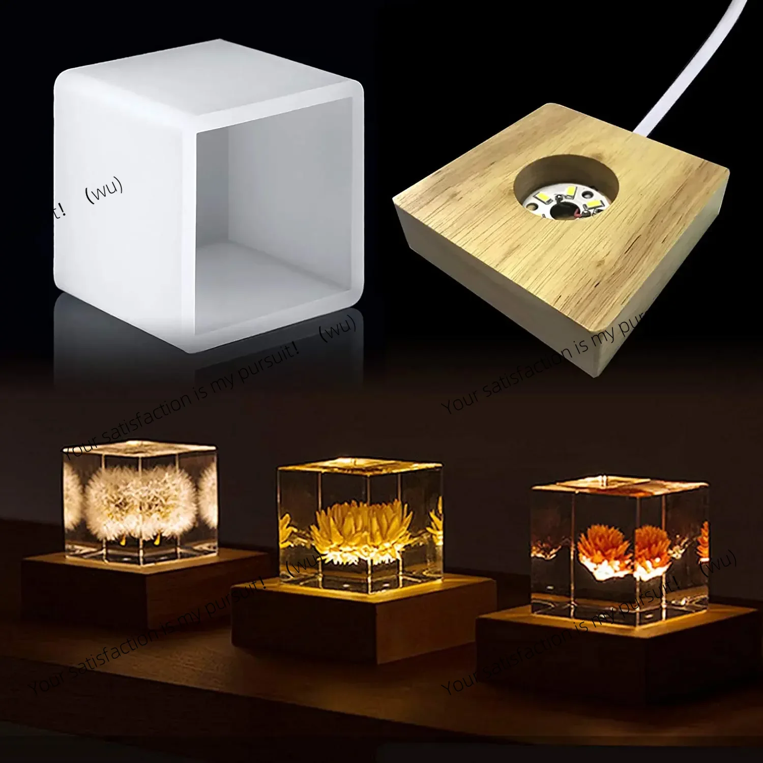 Resin Art With Wood - قالب راتينج خفيف مربع، قوالب سيليكون