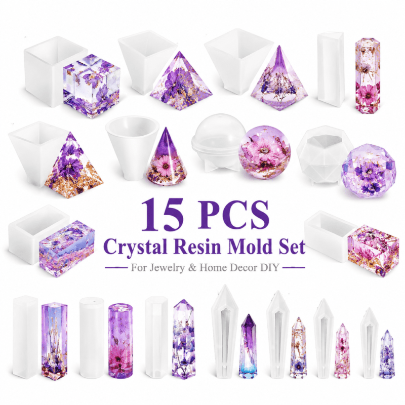 Resin Art Jewellery - مجموعة قوالب سيليكون كريستالية من الراتنج،